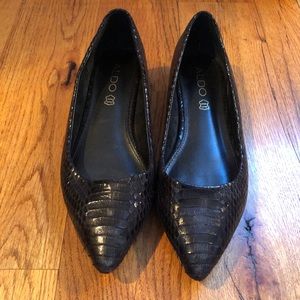 Brown Textured Aldo Flats with mini heel